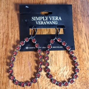 Simply Vera Wang Crystal Earrings Red NWT